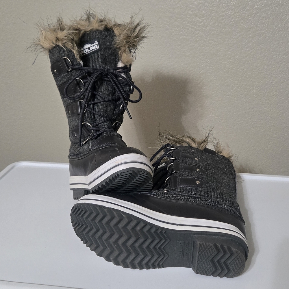 Polar Woman’s Snow Boot Quilted Tall Lace Up Boots, 7